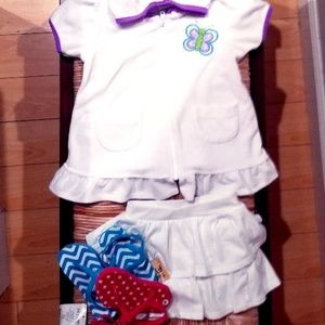 OP Terry Pool Cover Up w/Ruffle Skirt & Flip Flops